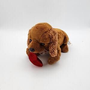 Vintage Walmart Cocker Spaniel Dog Biting a Heart Plush 8" Stuffed Animal Toy